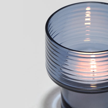 Glass Candle Holder GLOW TOGETHER Small hi Boreal Blue-Detail-GLASSCOR
