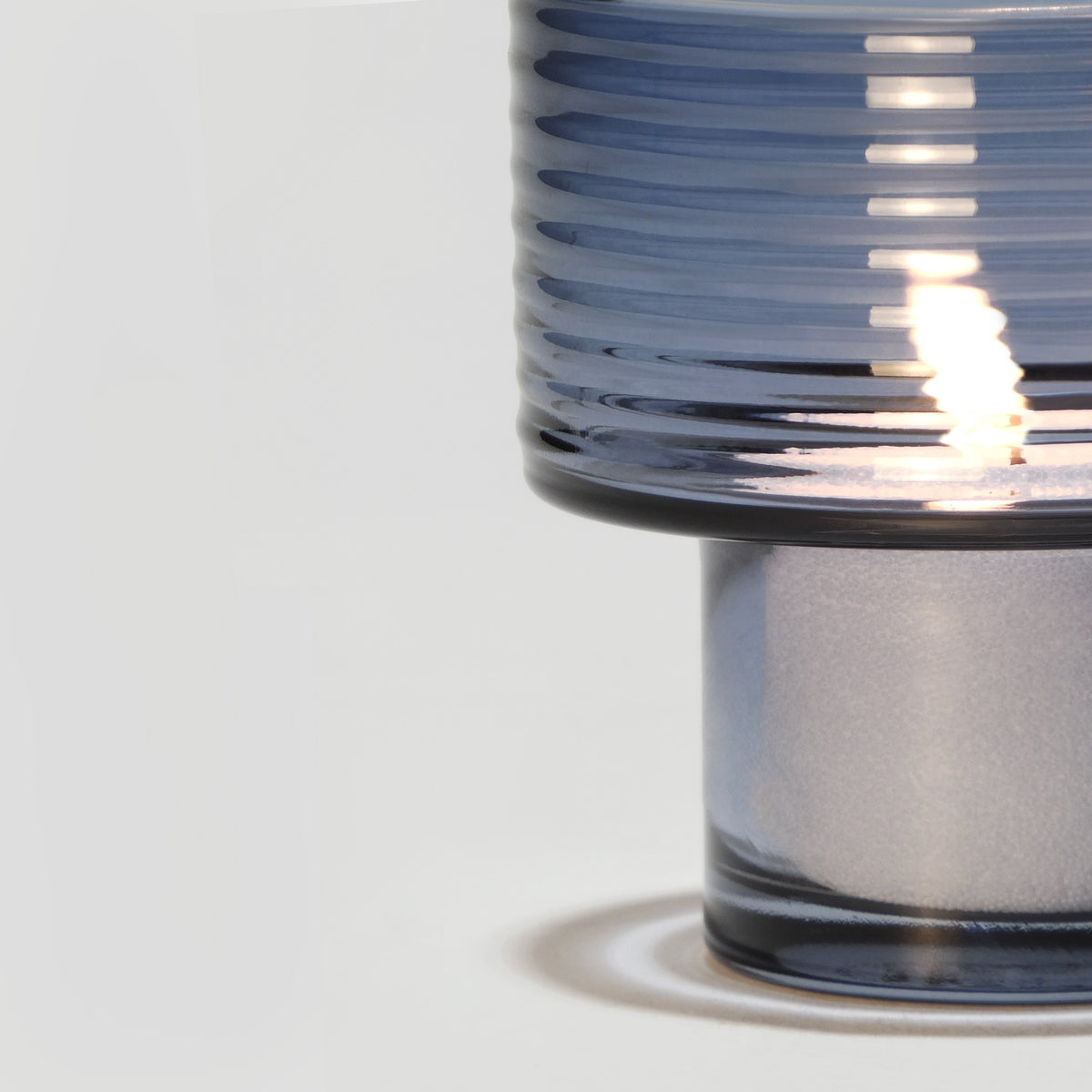 Glass Candle Holder GLOW TOGETHER Small hi Boreal Blue-Detail-GLASSCOR