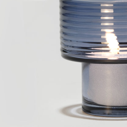 Glass Candle Holder GLOW TOGETHER Small hi Boreal Blue-Detail-GLASSCOR