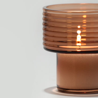 Glass Candle Holders GLOW TOGEHER SMALL MUSTARD and Mocha Mousse-DETAIL-GLASSCOR