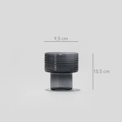 Pack of 2 Glass Candle Holders GLOW TOGETHER Smoke-DIMENSIONS-GLASSCOR