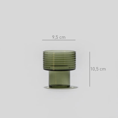 Pack of 3 Glass Candle Holders GLOW TOGETHER Smoke Green-DIMENSIONS-GLASSCOR