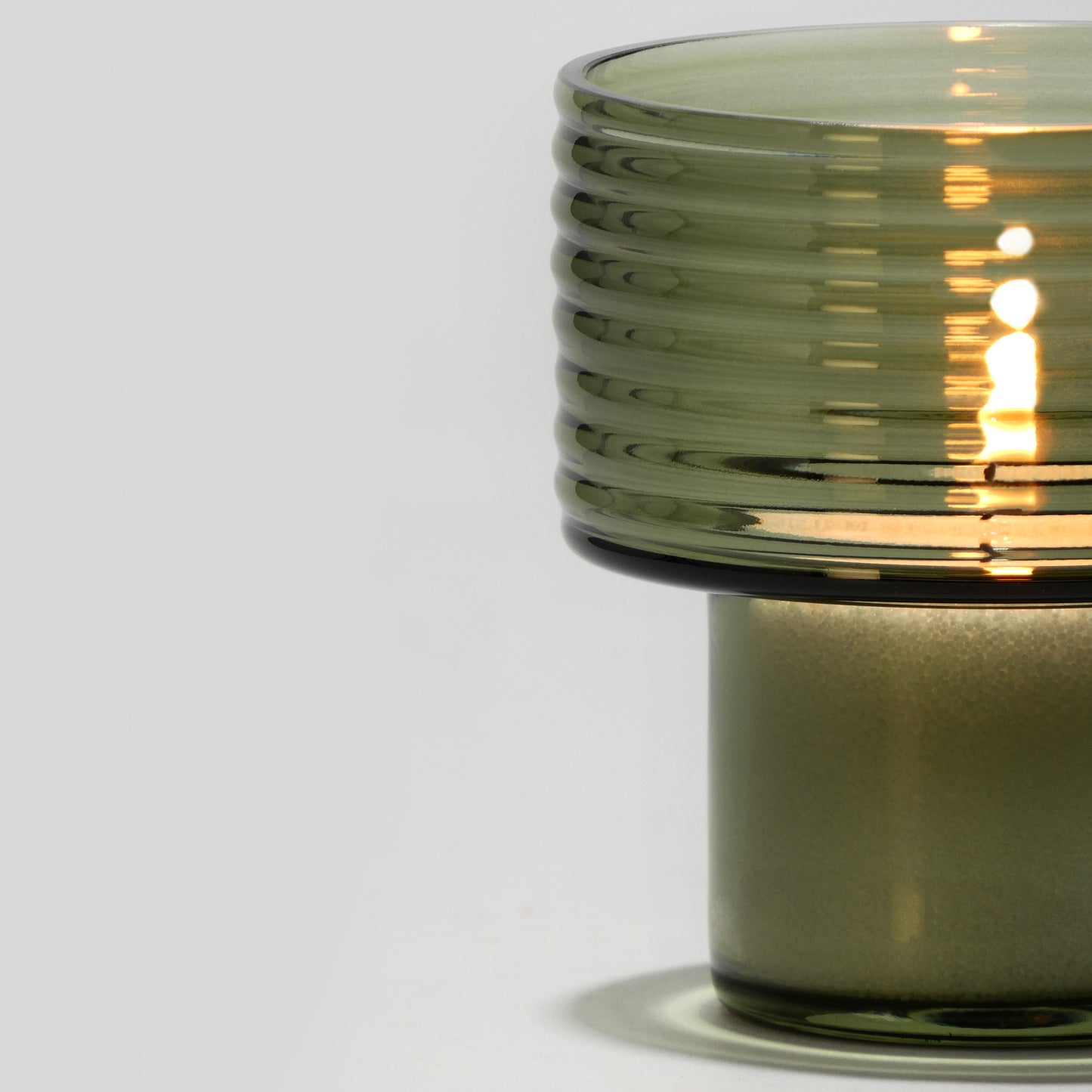 Glass Candle Holders GLOW TOGEHER SMALL hi SMOKE GREEN-DETAIL-GLASSCOR