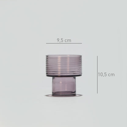 Glass Candle Holder GLOW TOGETHER Small hi Night Violet-Dimensions-GLASSCOR