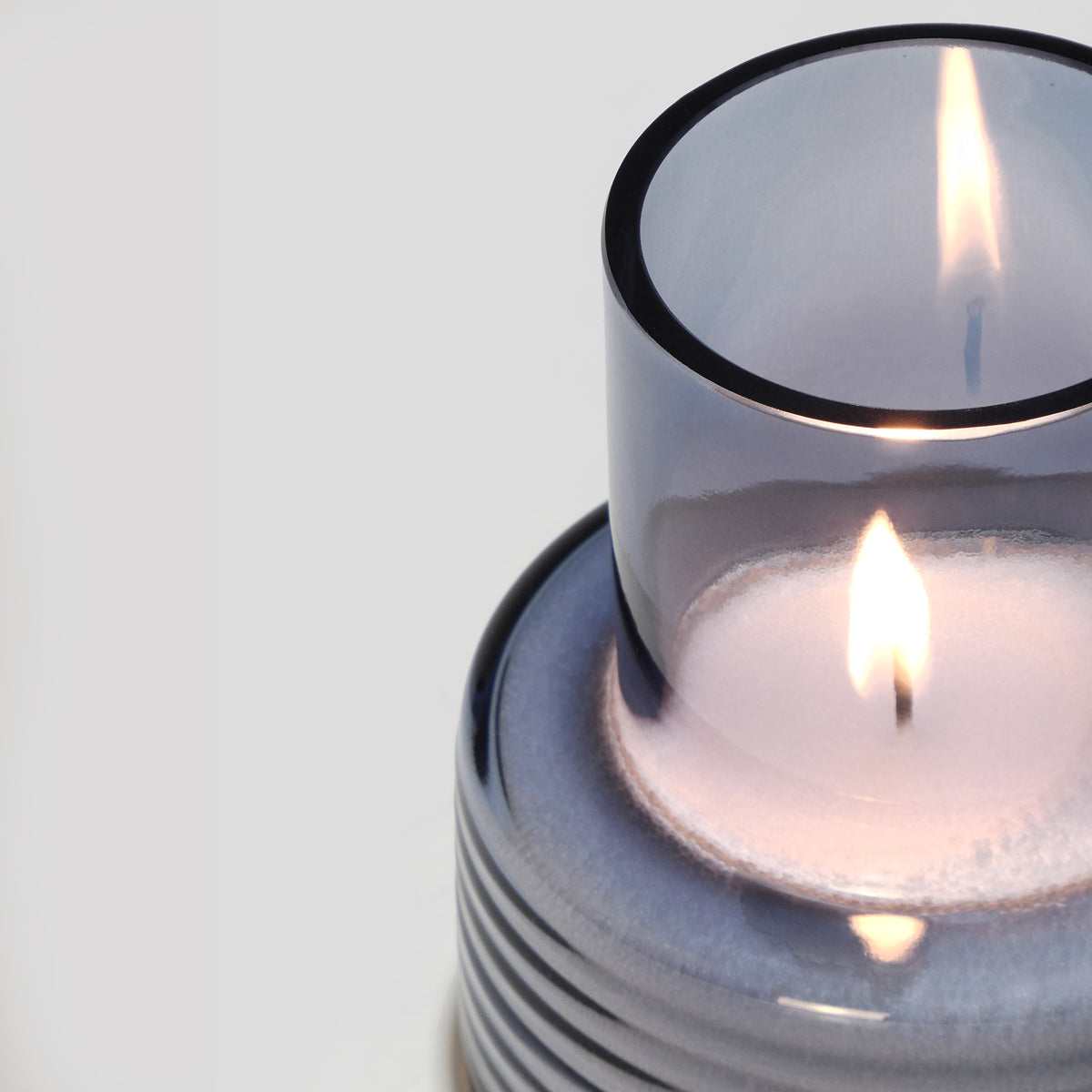 Glass Candle Holder GLOW TOGETHER Small low Boreal Blue-Detail-GLASSCOR