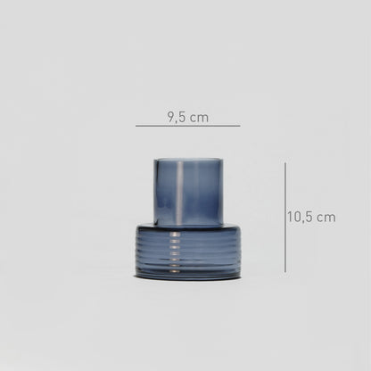 Glass Candle Holder GLOW TOGETHER Small hi Boreal Blue-Dimensions-GLASSCOR