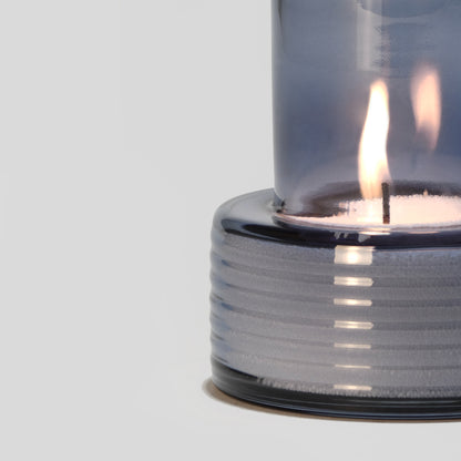 Glass Candle Holder GLOW TOGETHER Small low Boreal Blue-Detail-GLASSCOR