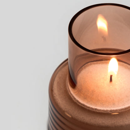 Glass Candle Holder GLOW TOGETHER Small low Moca Mousse-Detail Top-GLASSCOR