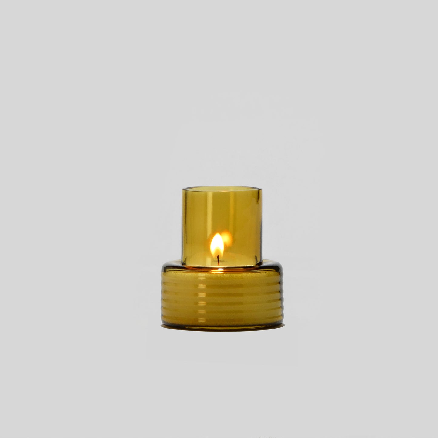 Glass Candle Holder GLOW TOGETHER Small low Mustard-GLASSCOR