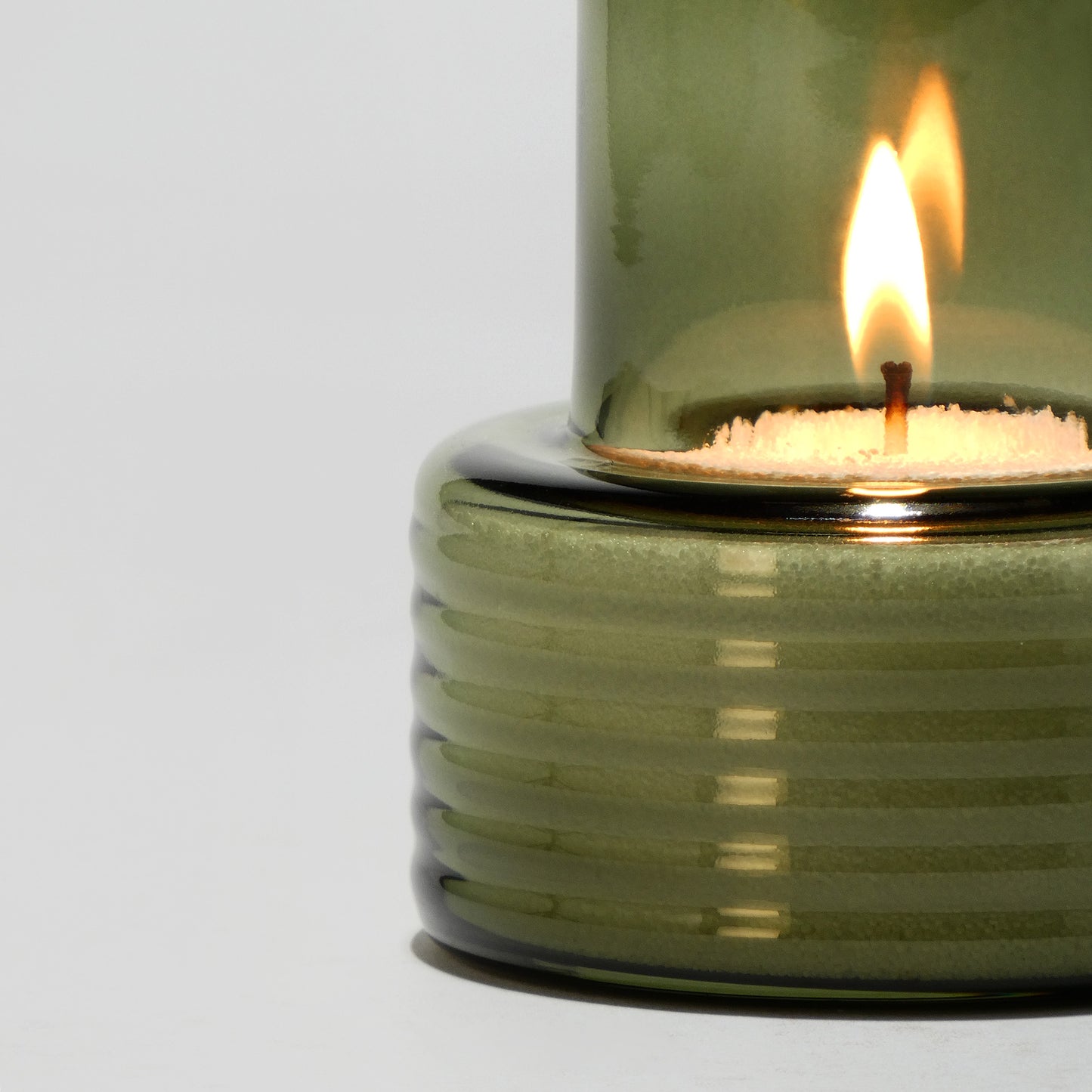 Glass Candle Holder GLOW TOGETHER Small low Smoke Green-DETAIL-GLASSCOR