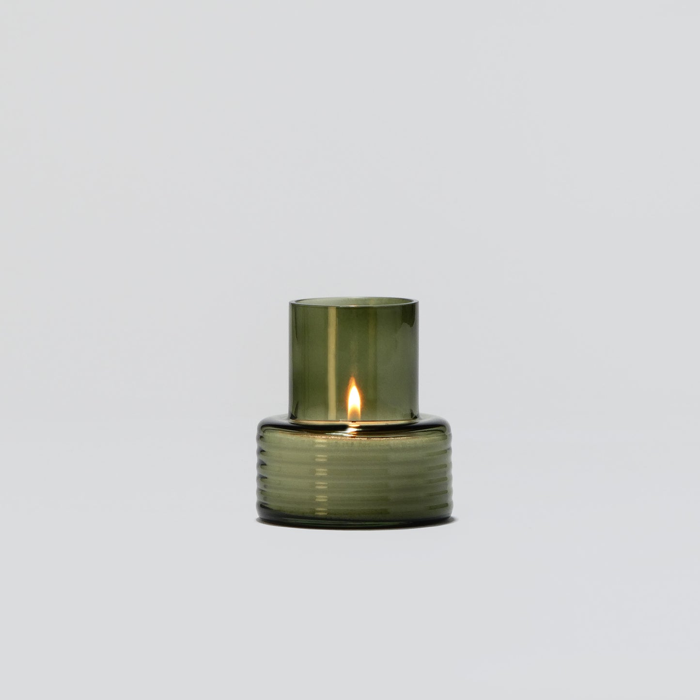 Glass Candle Holder GLOW TOGETHER Small low Smoke Green-GLASSCOR