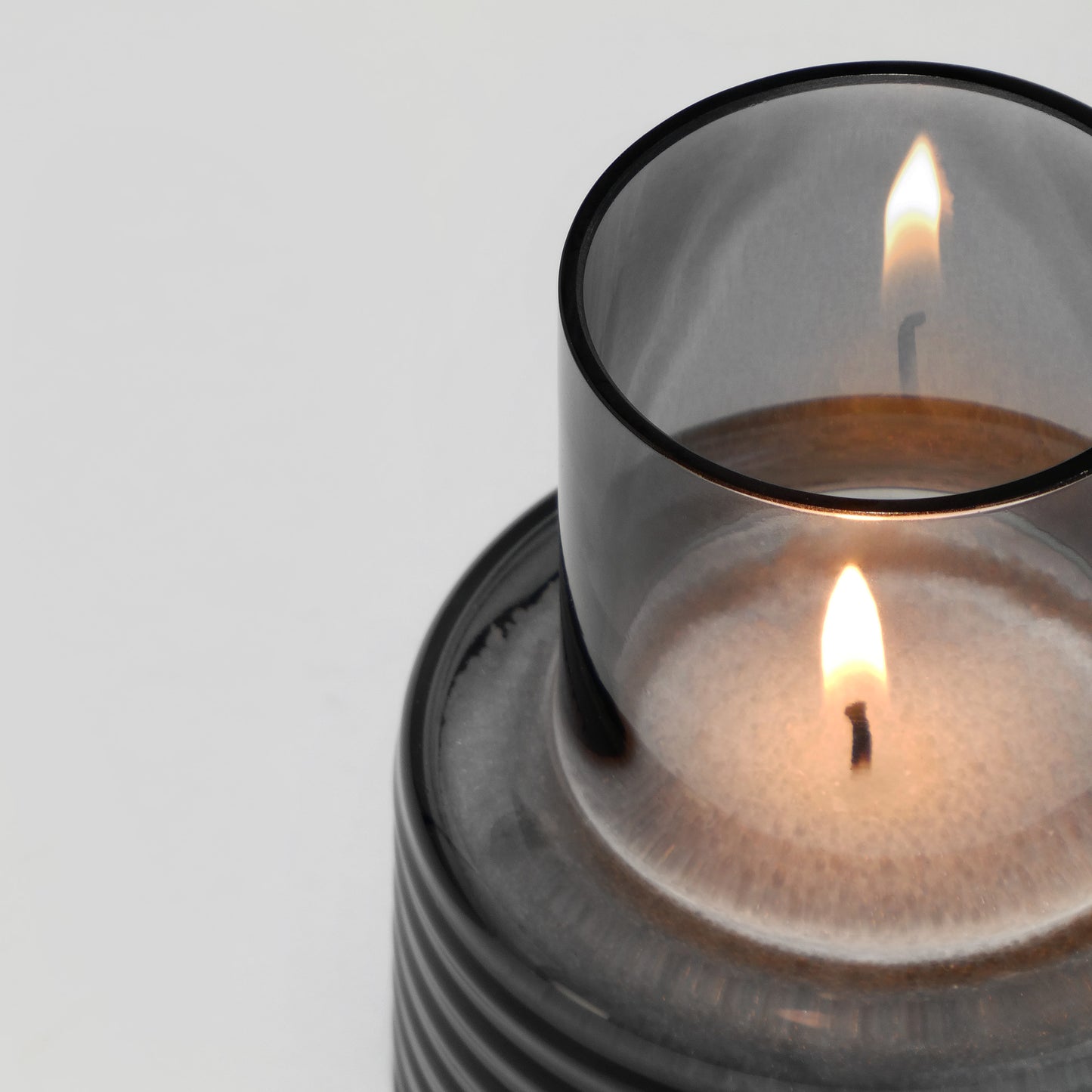 Glass Candle Holder GLOW TOGETHER Small hi Smoke-DETAIL TOP-GLASSCOR