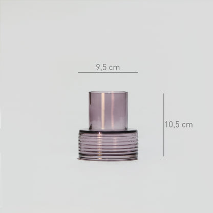 Glass Candle Holder GLOW TOGETHER Small low Night Violet-DIMENSIONS-GLASSCOR