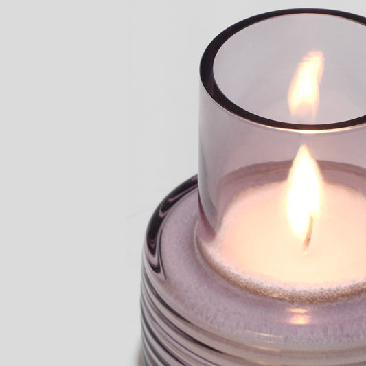 Glass Candle Holder GLOW TOGETHER Small low Night Violet-DETAIL-GLASSCOR