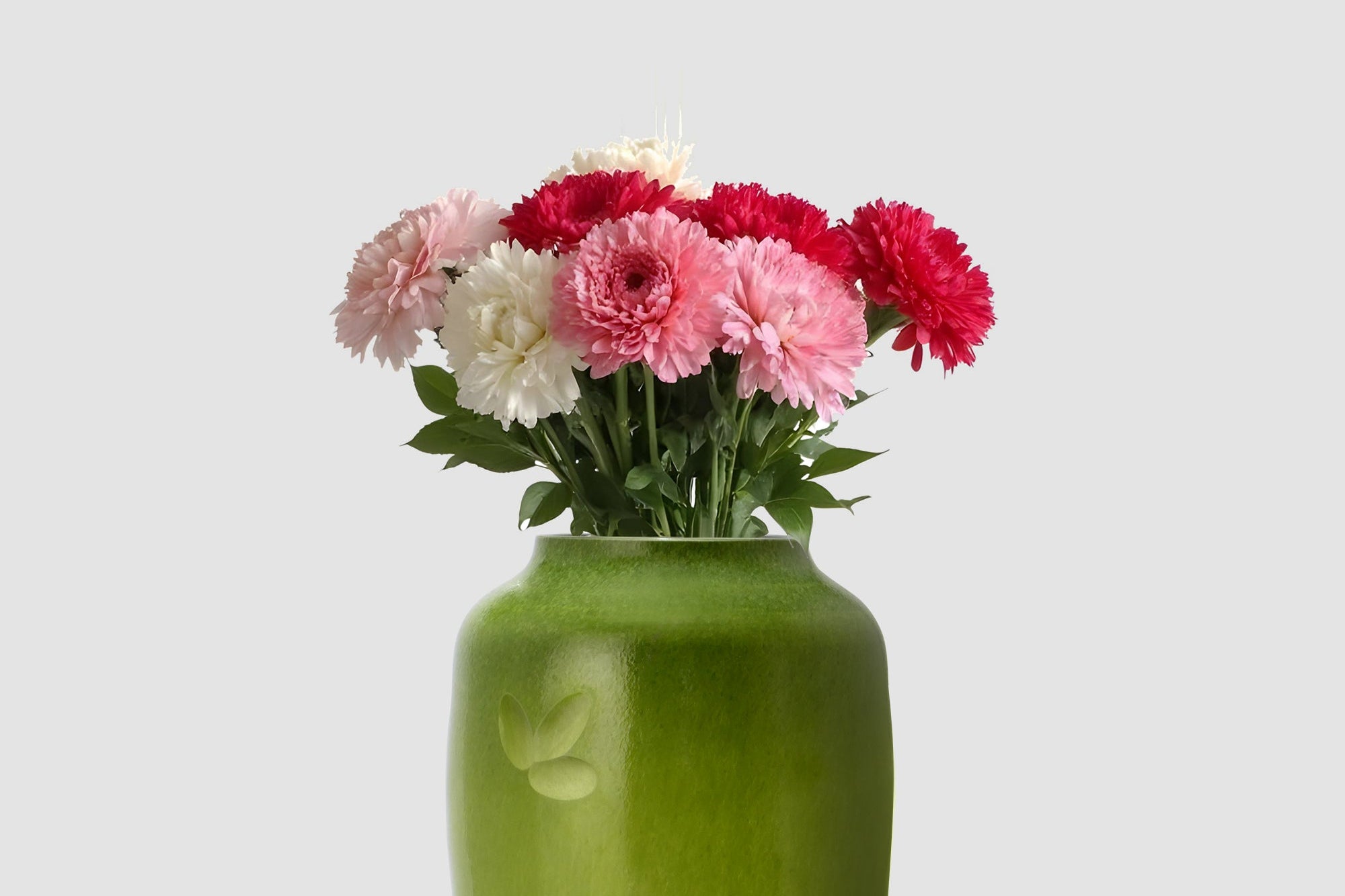 Glass Vase LÓTUS Green In Ambient Photo - Glasscor Store