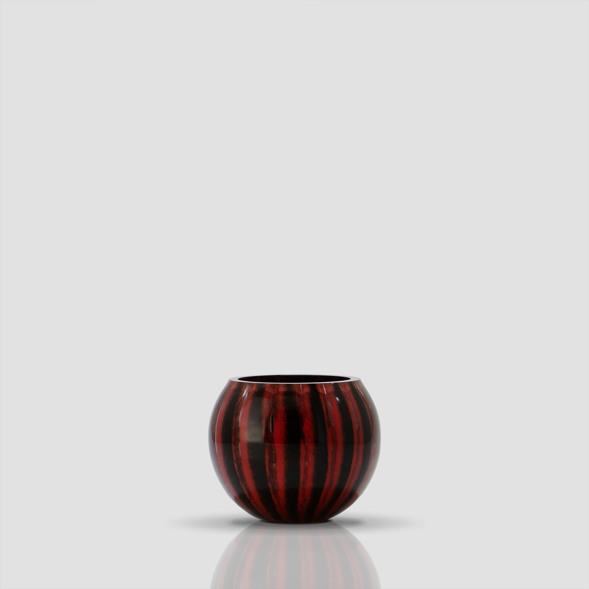 Small glass bowl Prumo dark  with Red stripes - Glasscor Store 