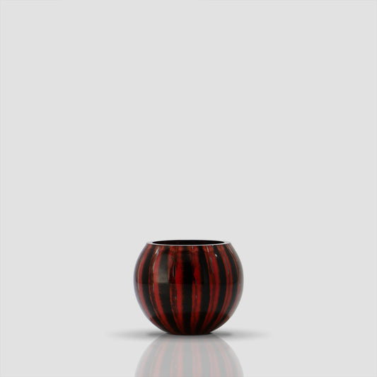 Small glass bowl Prumo dark  with Red stripes - Glasscor Store 