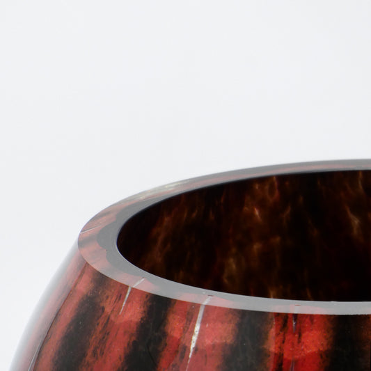 Small glass bowl Prumo dark  with Red stripes - Detail_Top_01 - Glasscor Store
