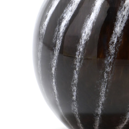 Small Prumo dark glass bowl with opal stripes, 11 cm diameter and 9 cm height - Glasscor Store