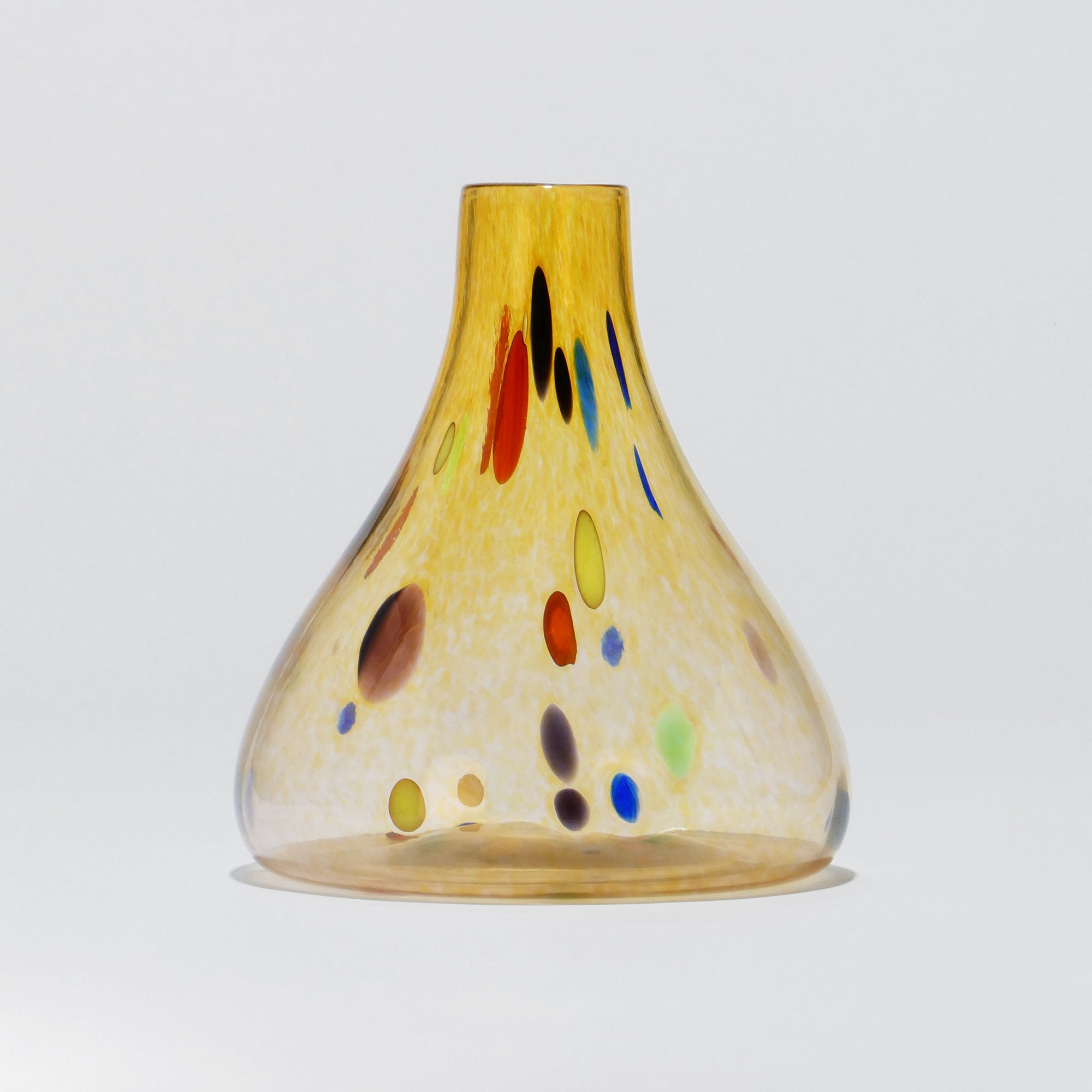 Small blue blown glass vase with colorful details, 20.5 cm tall and wide - Video - Glasscor Store