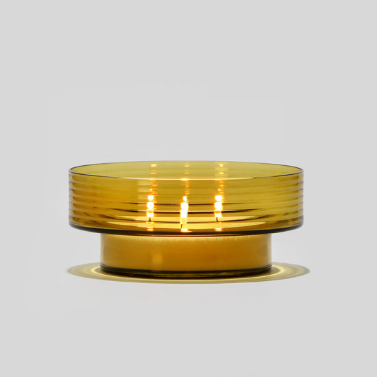 Glass Candle Holder GLOW TOGETHER Large Mustard-VIDEO-GLASSCOR