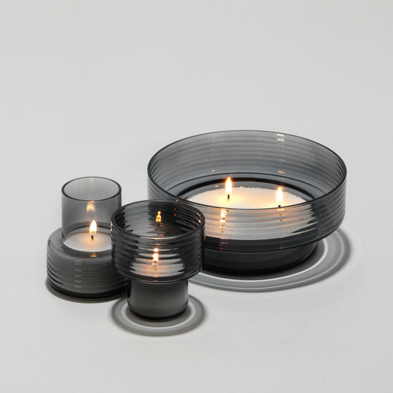 Pack of 3 Glass Candle Holders GLOW TOGETHER Smoke-VIDEO-GLASSCOR