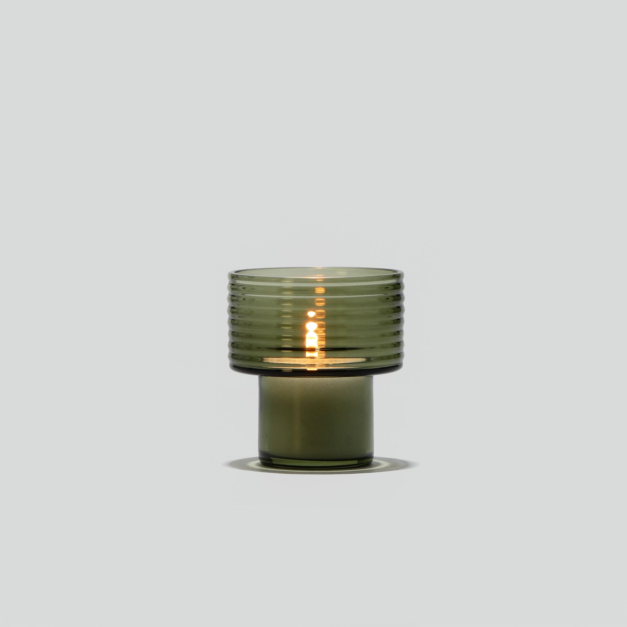Glass Candle Holder GLOW TOGETHER Small hi Smoke Green-Video-GLASSCOR