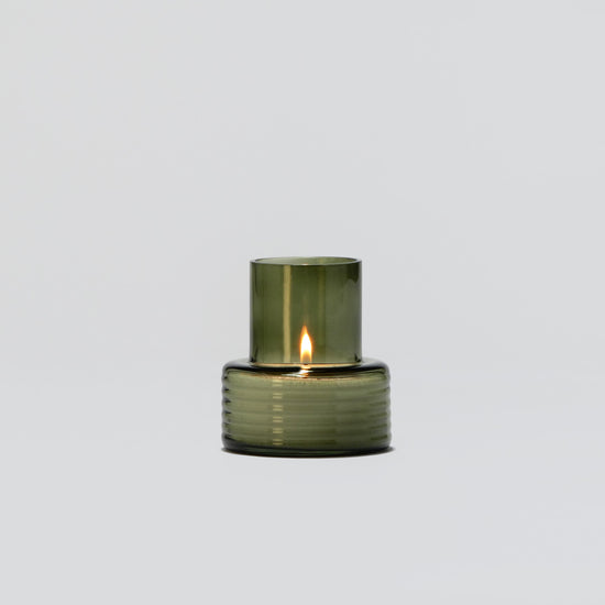 Glass Candle Holder GLOW TOGETHER Small low Smoke Green-Video-GLASSCOR