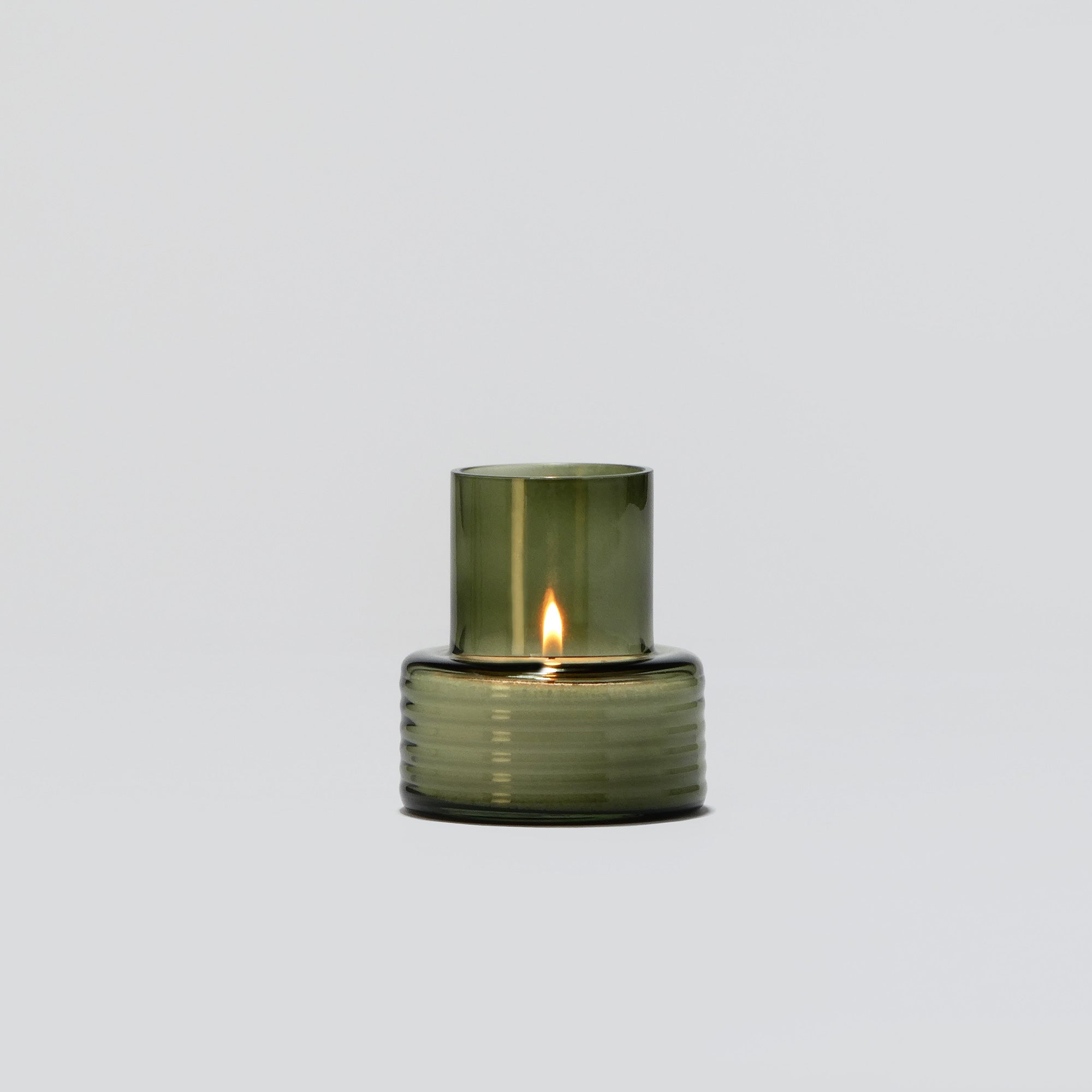 Glass Candle Holder GLOW TOGETHER Small low Smoke Green-Video-GLASSCOR